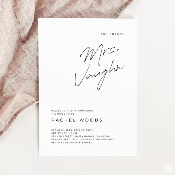 Modern Minimalist Bridal Shower Invitation