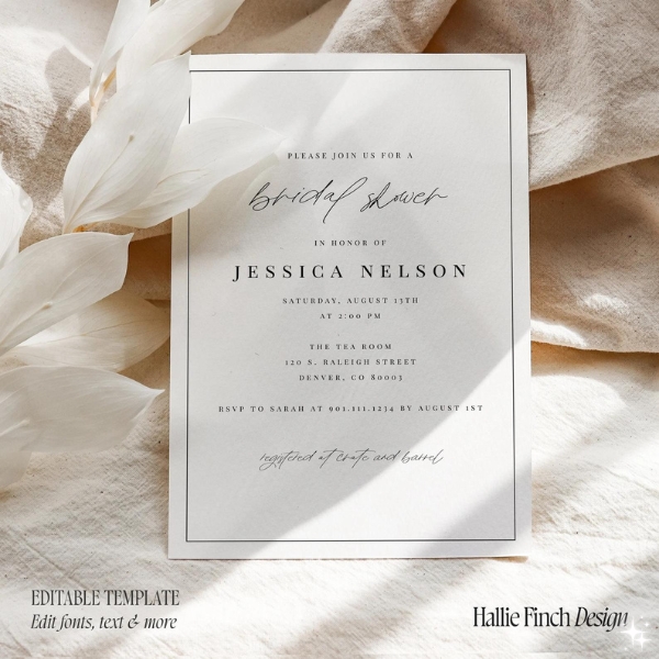 Modern Minimalist Bridal Shower Invitation