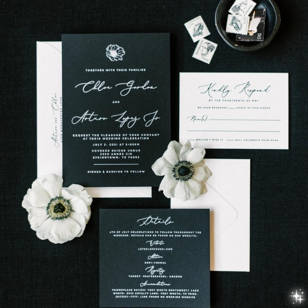 Minimalist Black And White Wedding Invitations