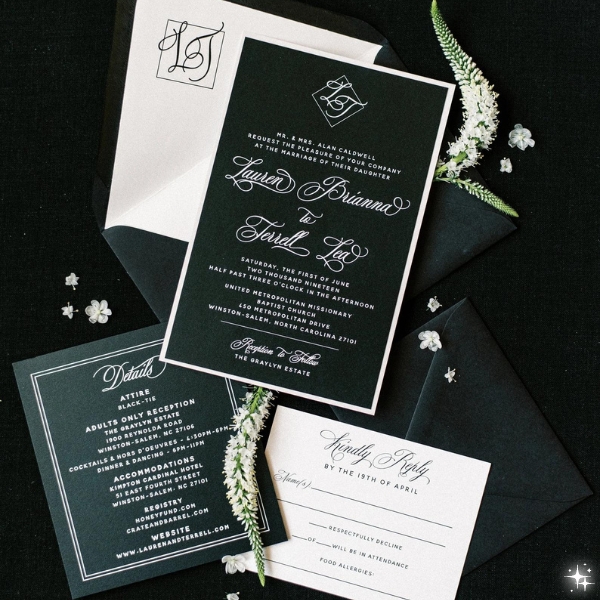 Minimalist Black And White Wedding Invitations