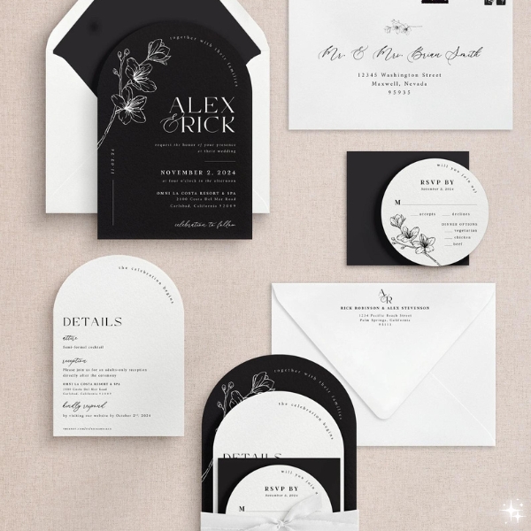 Minimalist Black And White Wedding Invitations