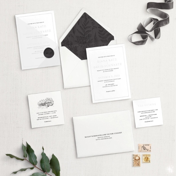 Minimalist Black And White Wedding Invitations