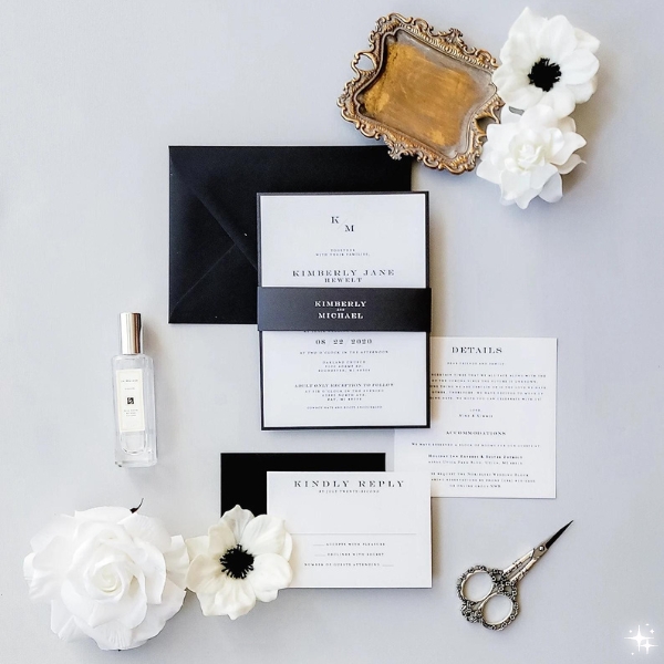 Minimalist Black And White Wedding Invitations