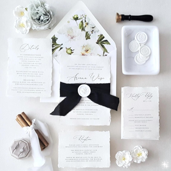 Minimalist Black And White Wedding Invitations