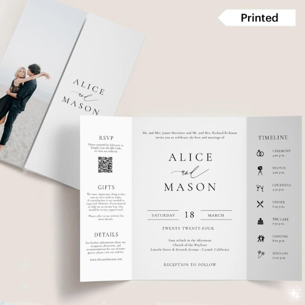 Minimalist Black And White Wedding Invitations